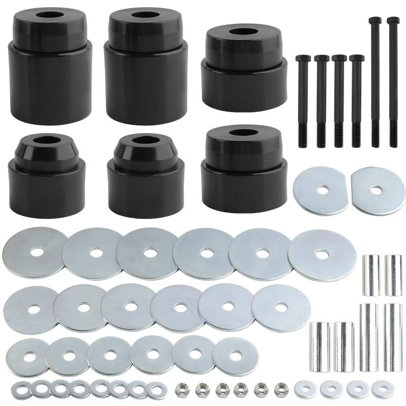 RiAiCiING PU-Karosseriehalterungsbuchsen-Set für Ford F150 F250 F350 2WD 4WD Karosserie-Kabinenhalterungen 4.4123G (schwarz) – nur Crew Cab von RiAiCiING