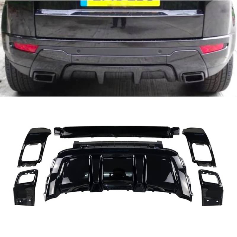 Auto-Heckstoßstangen-Spoiler-Diffusor, kompatibel mit Land Range Rover Evoque Dynamic 2012-2018, Heckflügellippe,A-Black von RiJpex