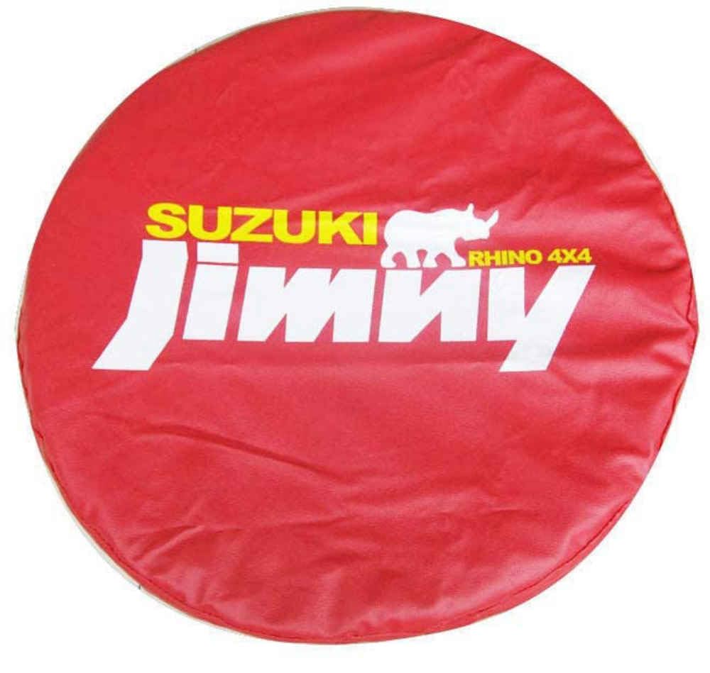 Auto-Ersatzradabdeckung für Suzuki Jimny 35,6 cm (14 Zoll) 38,1 cm (15 Zoll), Leder-Dekoration, wasserdicht, staubdicht, Außenmodifikationszubehör, C Rot von RiRaku