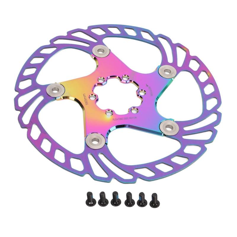 Schwimmende Bremsscheibe, Bremsscheibe aus Aluminiumlegierung für Fahrräder mit 6 Schrauben für Straßen-Mountainbikes (180mm) von RiToEasysports