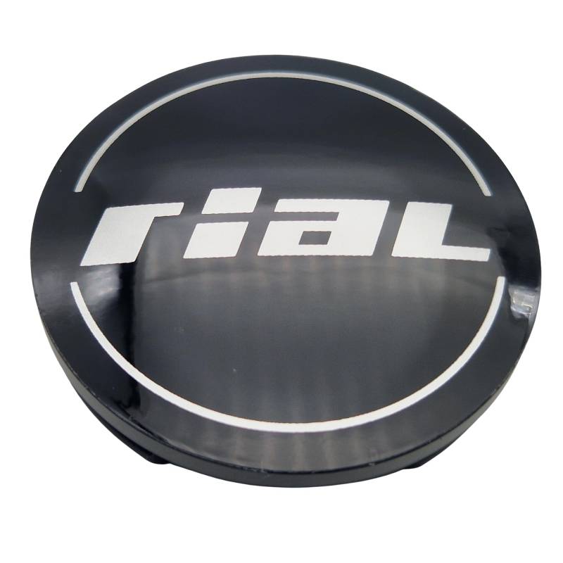 1X Rial Nabendeckel 60mm Schwarz Glanz (N23) Logo Silber - Original Felgendeckel/Nabenkappe/Hubcap von Rial