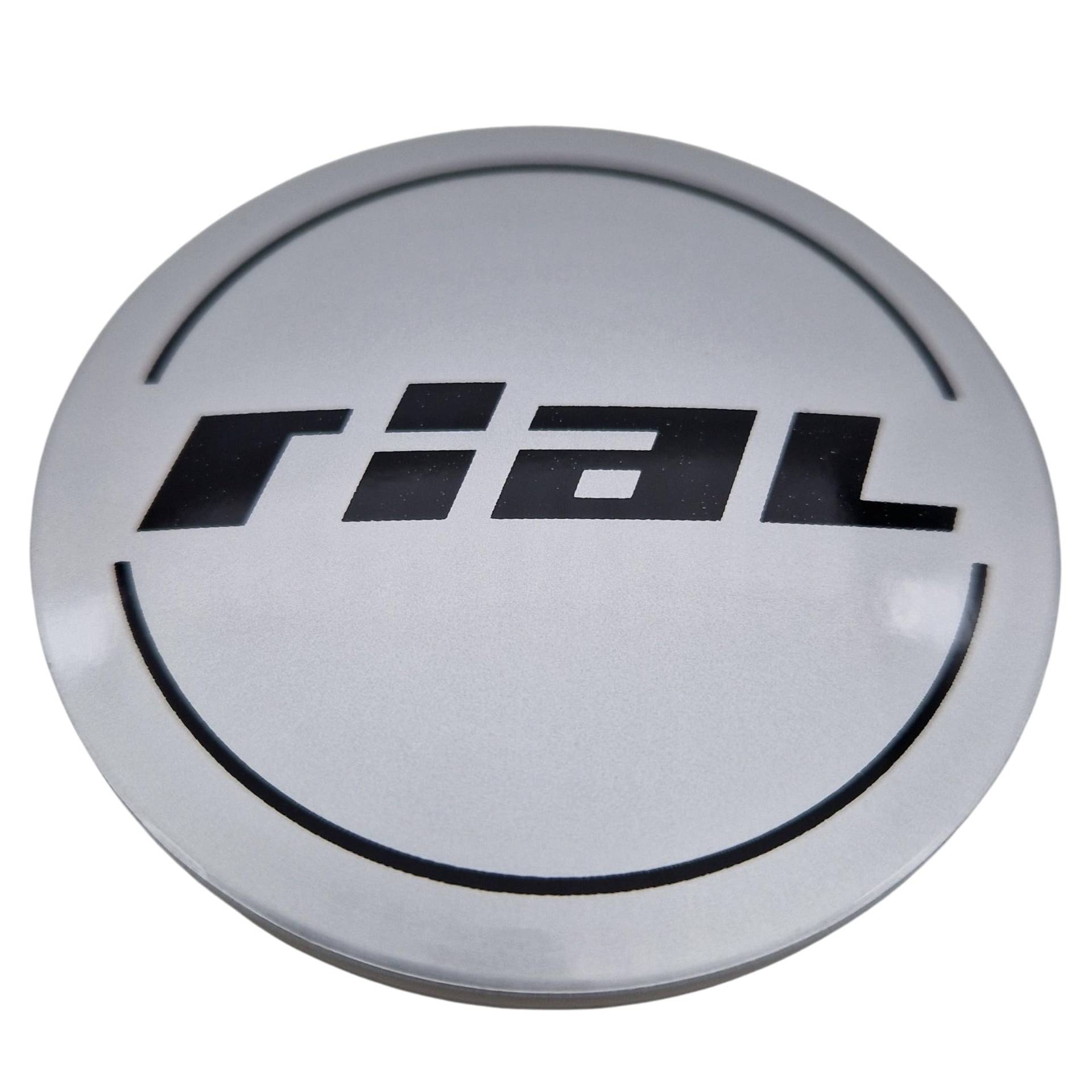 1X Rial Nabendeckel 61mm Silber (N56) Logo Schwarz - Original Felgendeckel/Nabenkappe/Hubcap von Rial