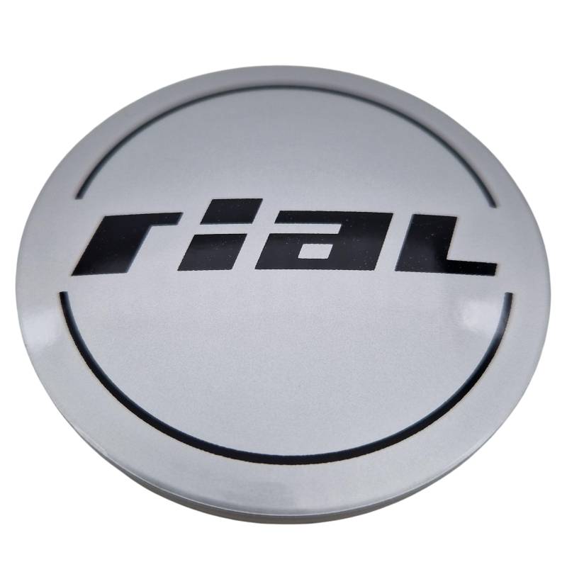 1X Rial Nabendeckel 61mm Silber (N56) Logo Schwarz - Original Felgendeckel/Nabenkappe/Hubcap von Rial