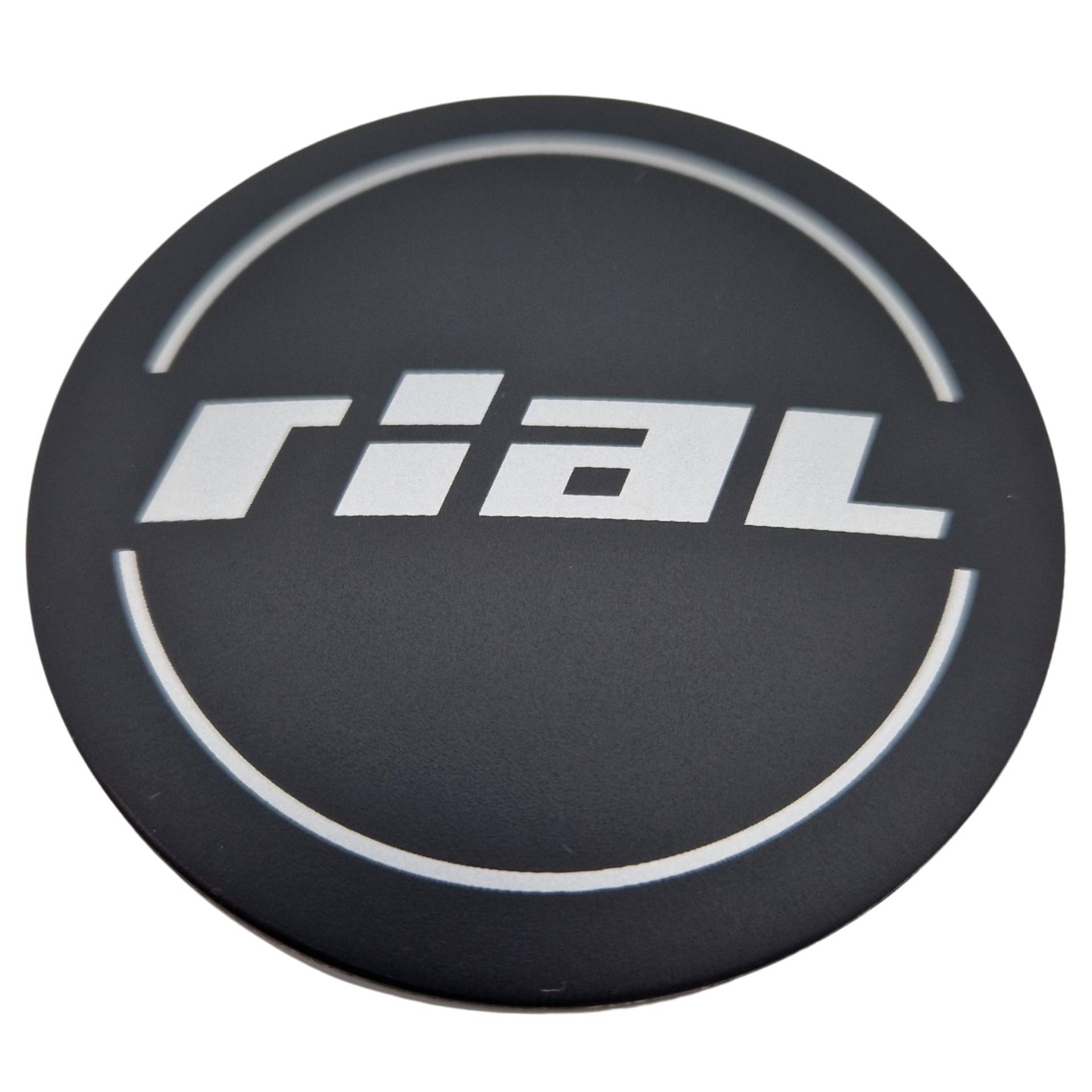 1X Rial Nabendeckel 64mm Schwarz Matt (N32) Logo Silber - Original Felgendeckel/Nabenkappe/Hubcap von Rial