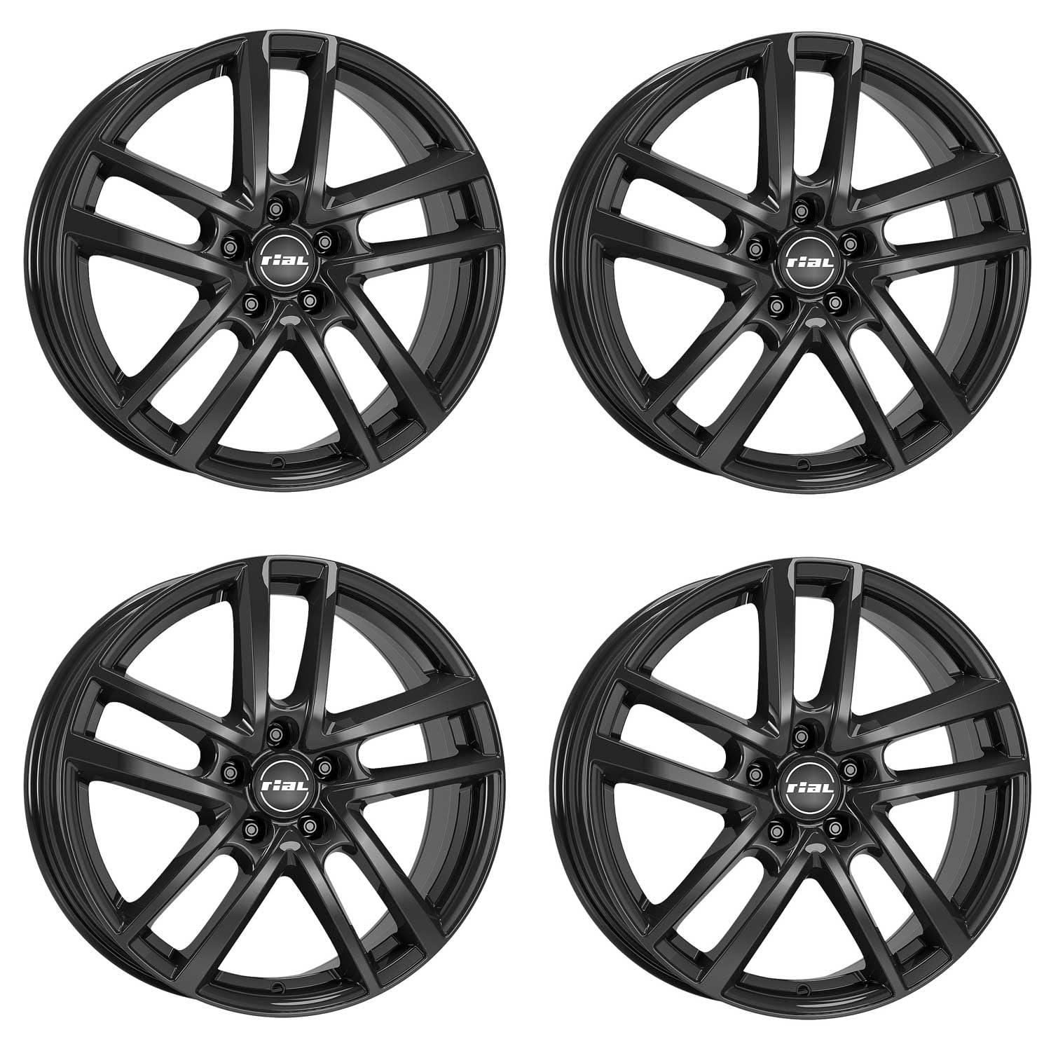 4x Rial Felgen Alufelgen Astorga 7.0Jx17 ET40,5 5x108 diamant-schwarz kompatibel mit LAND ROVER Discovery Sport Evoque Freelander von Rial