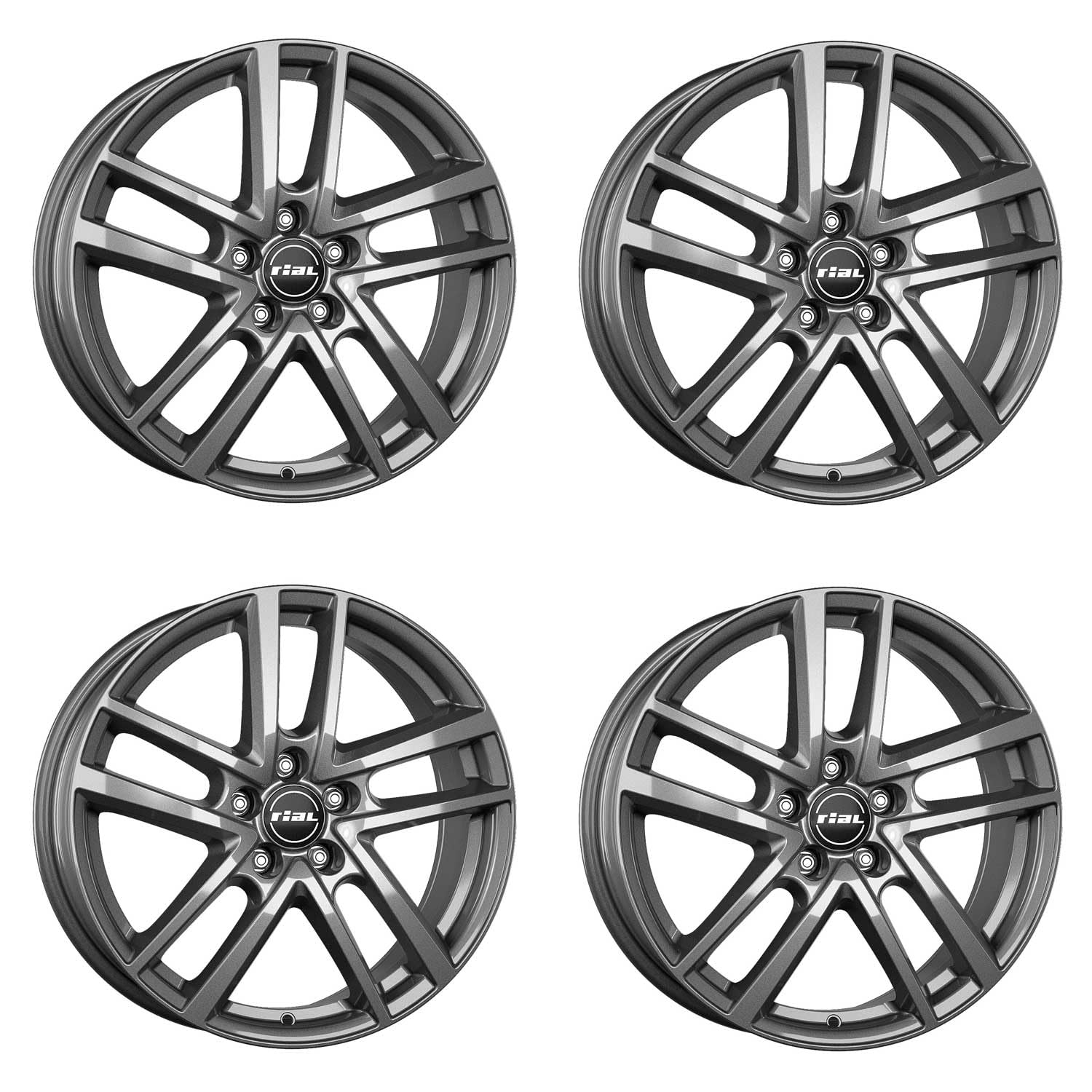 4x Rial Felgen Alufelgen Astorga 7.5Jx17 ET36 5x112 graphit kompatibel mit VOLKSWAGEN Arteon Beetle Caddy Cross Touran EOS Golf Jetta Passat von Rial