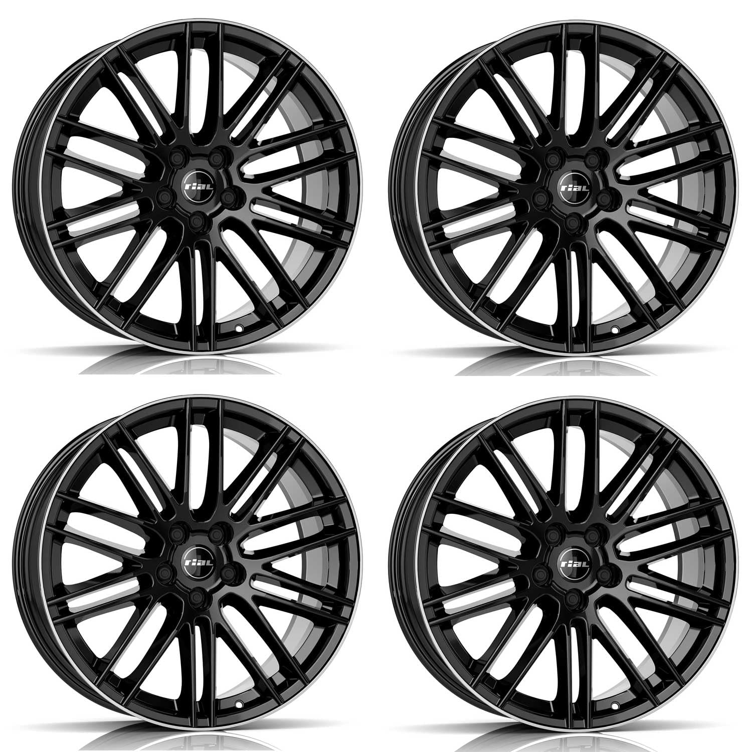 4x Rial Felgen Alufelgen KIBO X 9.5Jx21 ET22 5x112 diamant-schwarz hornpoliert kompatibel mit AUDI Q5 Q7 Q8 SQ7 SQ8 von Rial