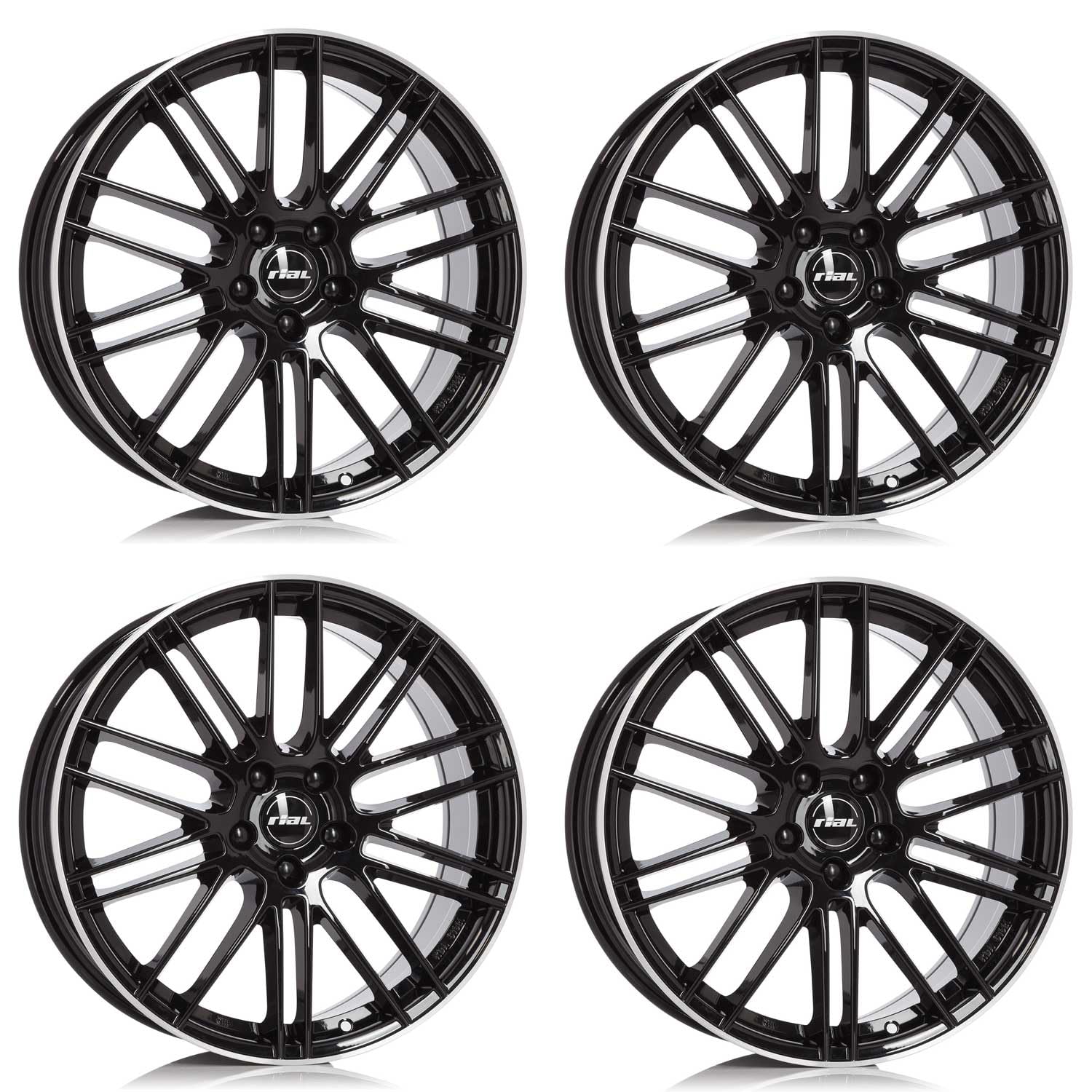 4x Rial Felgen Alufelgen Kibo 8.0Jx18 ET38 5x114,3 diamant-schwarz hornpoliert kompatibel mit INFINITI M von Rial