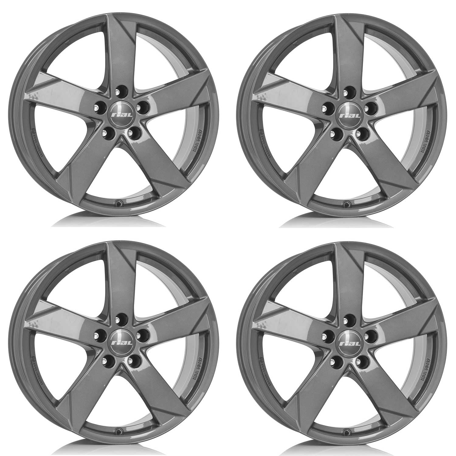 4x Rial Felgen Alufelgen Kodiak 7.0Jx17 ET50 5x108 graphit kompatibel mit FORD C-Max Focus Kuga Galaxy Mondeo S-Max Transit Tourneo Connect von Rial