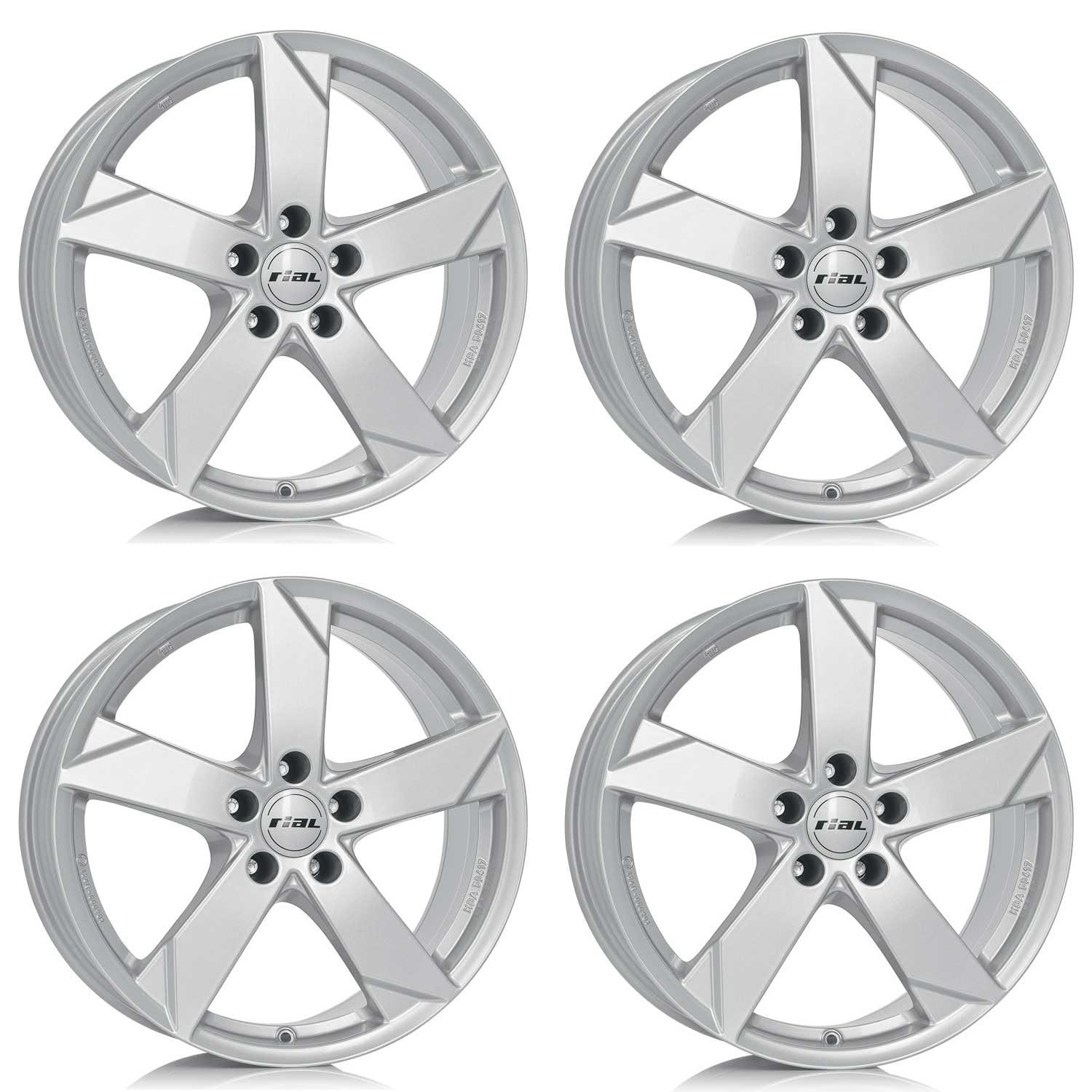 4x Rial Felgen Alufelgen Kodiak 8.0Jx19 ET44 5x112 polar-silber kompatibel mit AUDI A3 A3 Sportback Limousine A4 A6 A8 Q2 Q3 RS3 S3 SQ2 TT von Rial