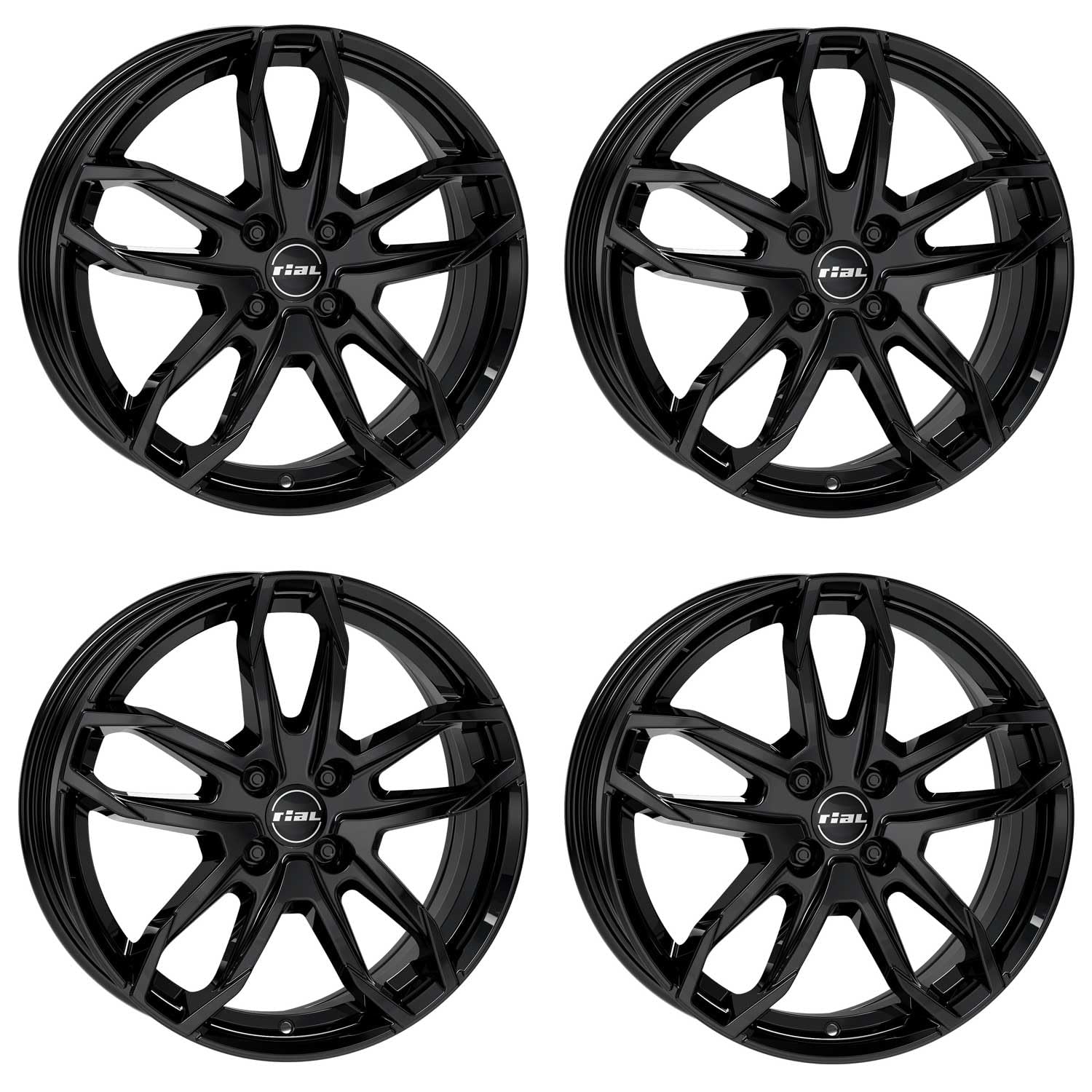 4x Rial Felgen Alufelgen Lucca 6.5Jx16 ET20 4x108 diamant-schwarz kompatibel mit PEUGEOT 1007 2008 206 207 208 307 308 e-2008 e-208 Partner von Rial