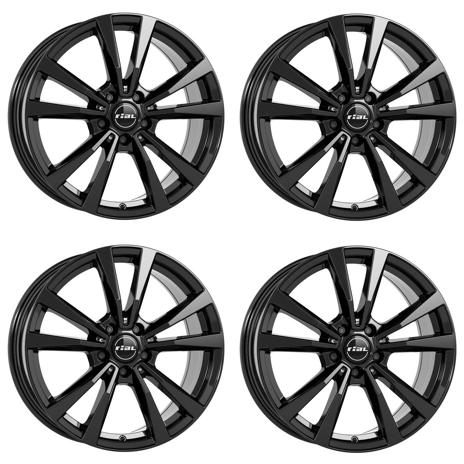 4x Rial Felgen Alufelgen M12 7.0Jx17 ET44,5 5x112 diamant-schwarz kompatibel mit MERCEDES-BENZ A B C CLA E GLA GLB V Vito von Rial