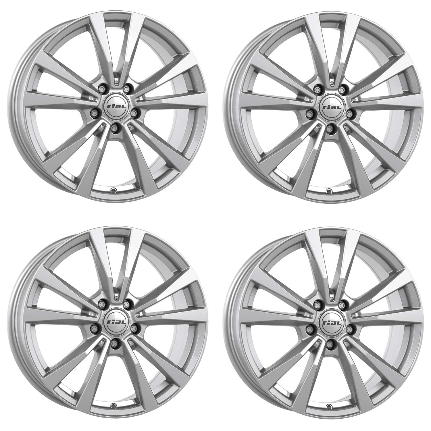 4x Rial Felgen Alufelgen M12 7.5Jx17 ET45 5x112 polar-silber kompatibel mit MERCEDES-BENZ A B C CLA E GLA GLB GLK S V Vito von Rial