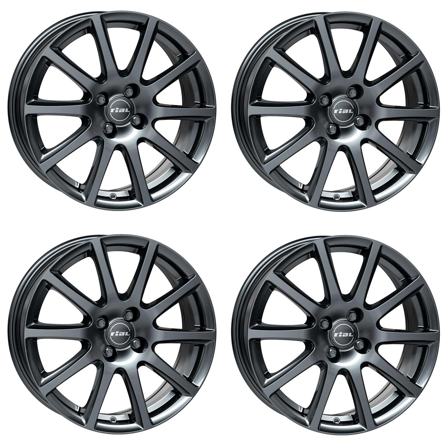 4x Rial Felgen Alufelgen Milano 5.5Jx14 ET35 4x100 titanium kompatibel mit VOLKSWAGEN Caddy cross UP! e-UP! Lupo UP! von Rial