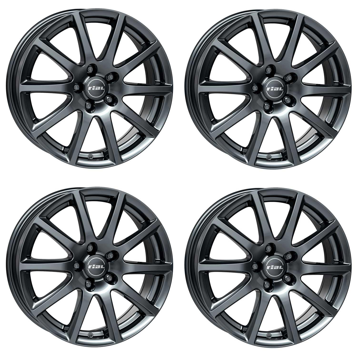 4x Rial Felgen Alufelgen Milano 7.5Jx18 ET45 5x114,3 titanium kompatibel mit FORD Maverick von Rial