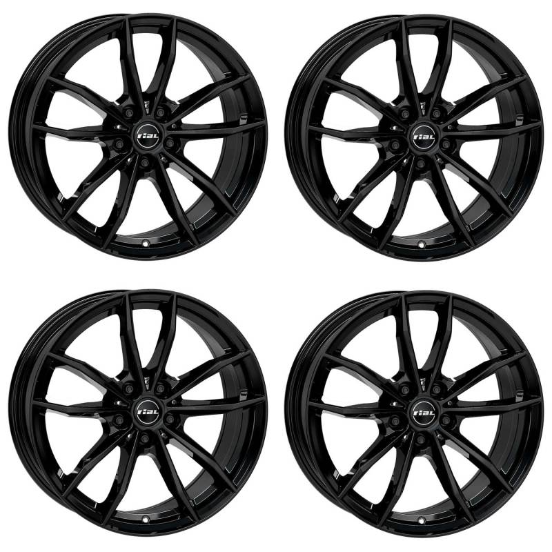 4x Rial Felgen Alufelgen X12 7.0Jx17 ET45 5x112 diamant-schwarz kompatibel mit SKODA Karoq Kodiaq Octavia Superb Superb iV Yeti von Rial