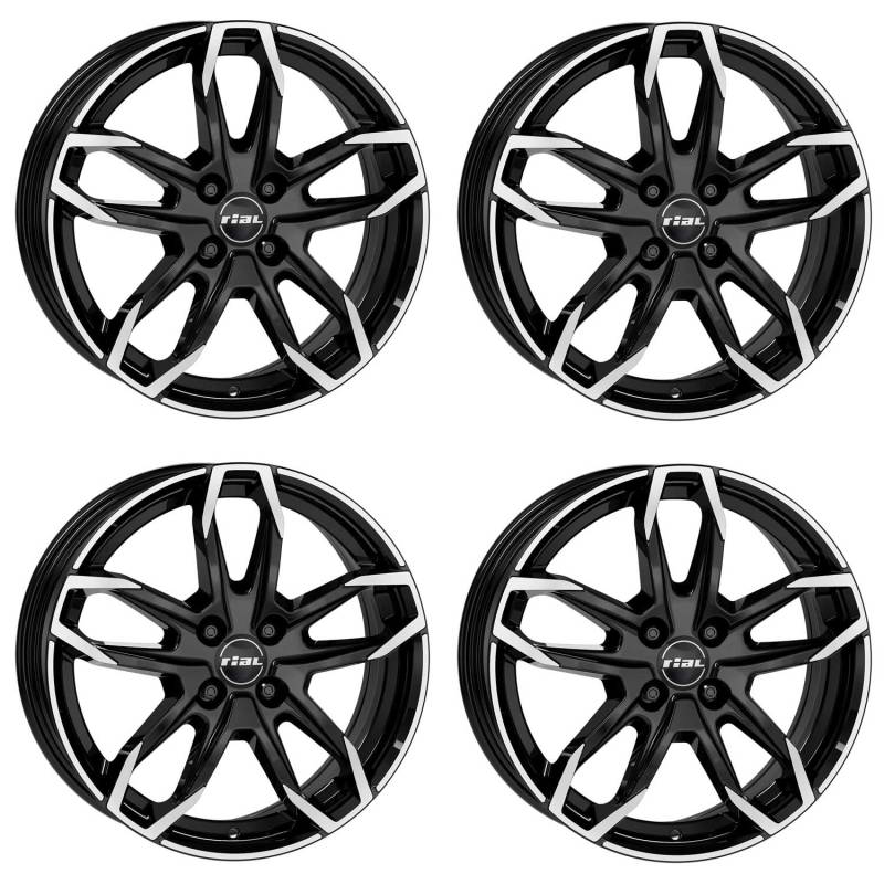 4x Rial Felgen Lucca 6.5Jx17 ET38 4x100 diamant-schwarz frontpoliert kompatibel mit FIAT 124 von Rial