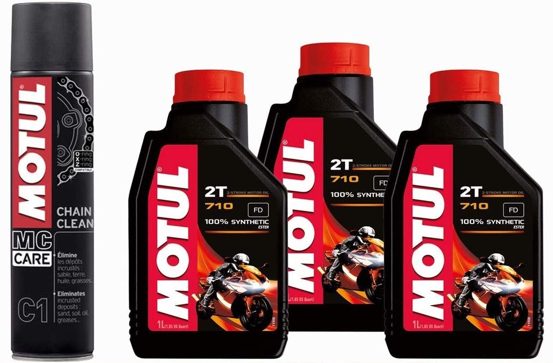 Ricambi Russo Motul 710 2T Motoröl 2-Takt Motorrad Liter 3 + Gratis MC Care C1 Chain Clean von Ricambi Russo