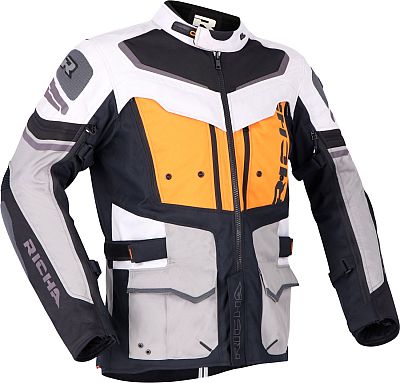 Richa Infinity 2 Adventure, Textiljacke wasserdicht - Grau/Dunkelgrau/Orange - XXL von Richa