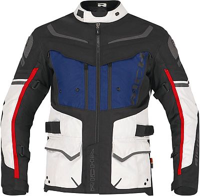 Richa Infinity 2 Adventure, Textiljacke wasserdicht - Schwarz/Hellgrau/Blau/Rot - XXL von Richa