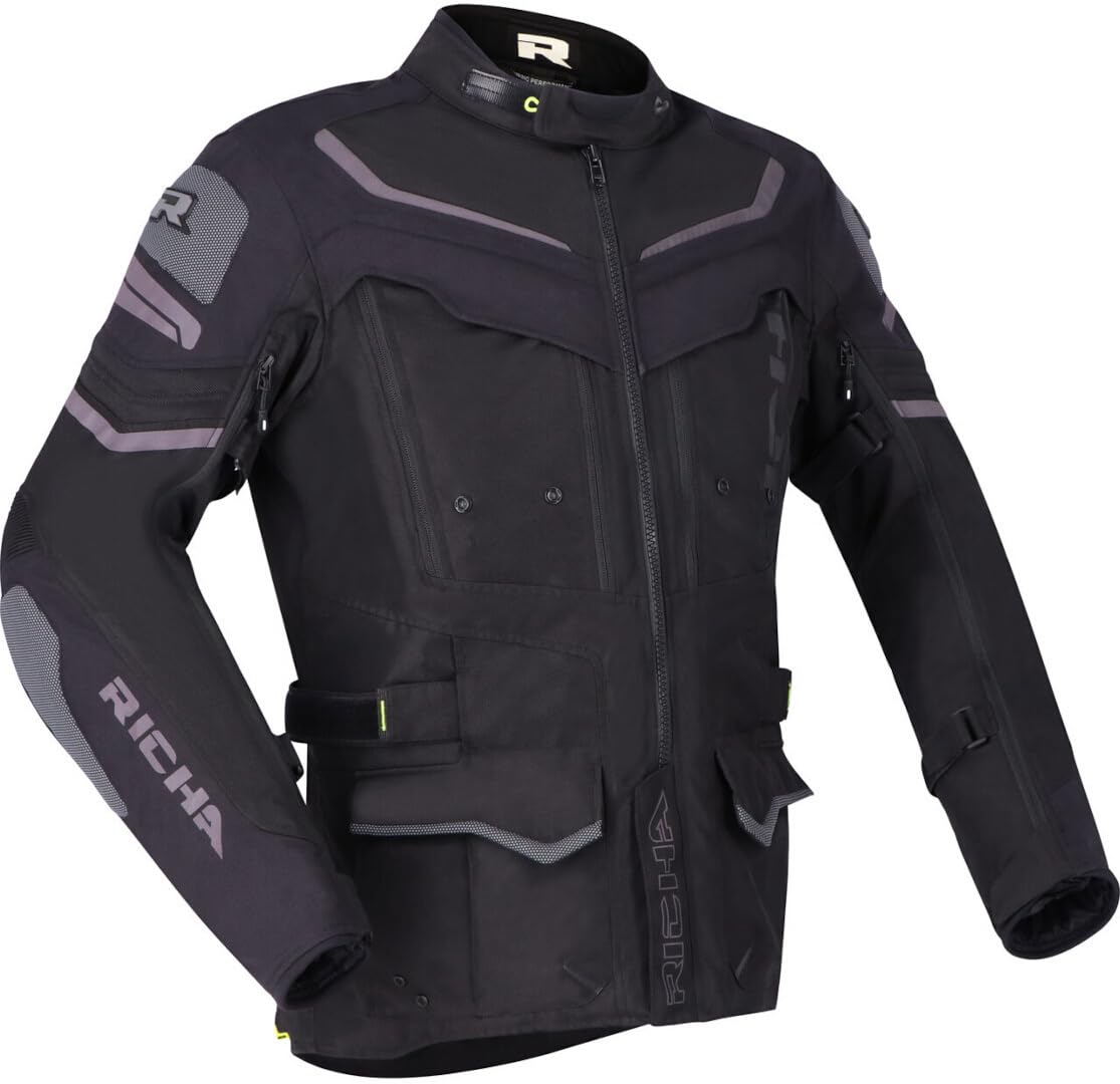 Richa Infinity 2 Adventure wasserdichte Motorrad Textiljacke, schwarz/grau, 4XL von Richa