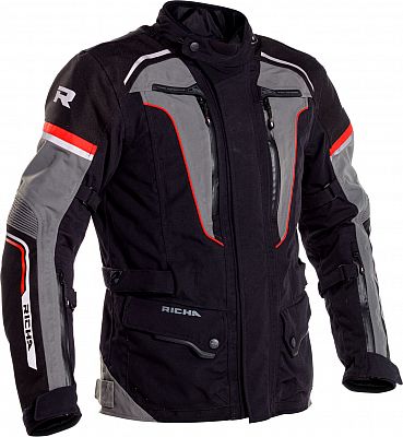 Richa Infinity 2 Pro, Textiljacke wasserdicht - Schwarz/Grau/Rot - 6XL von Richa