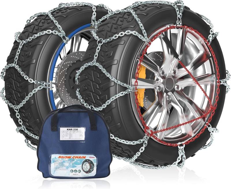 Richeer Schneeketten für Reifen 215/80 R16, SUV/4×4 (16MM), 1 Paar, Schnellmontage für professionellen Gebrauch & Lieferwägen Wohnmobile Allradfahrzeuge Nutzfahrzeuge von Richeer