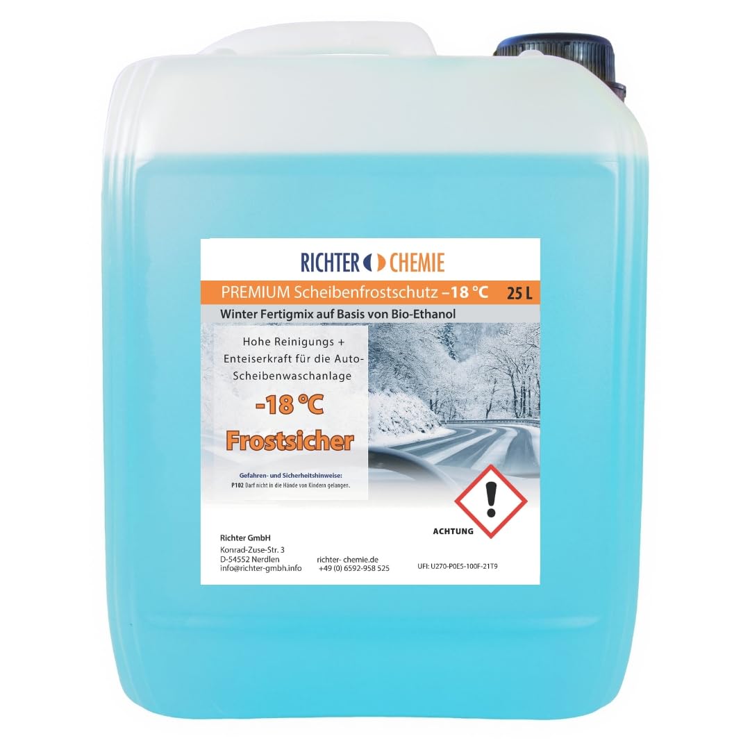 Richter Chemie | 25 Liter Premium Scheibenfrostschutz | -18°C Wischwasser Fertigmix Auto Scheibenwaschanlage 1 x 25LKanister von Richter Chemie