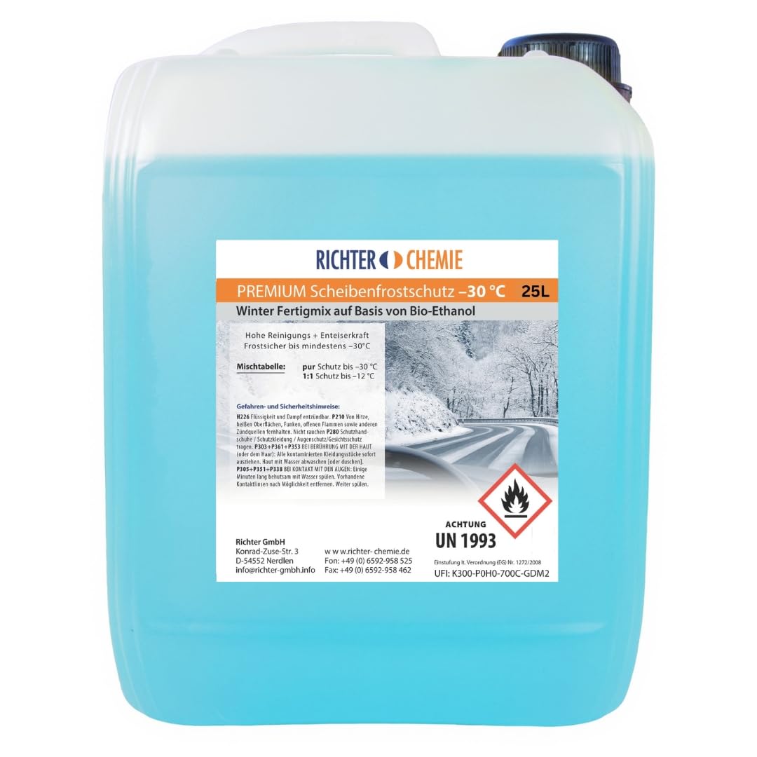 Richter Chemie | 25 Liter Premium Scheibenfrostschutz | -30°C Wischwasser Fertigmix Auto Scheibenwaschanlage 1 x 25LKanister von Richter Chemie