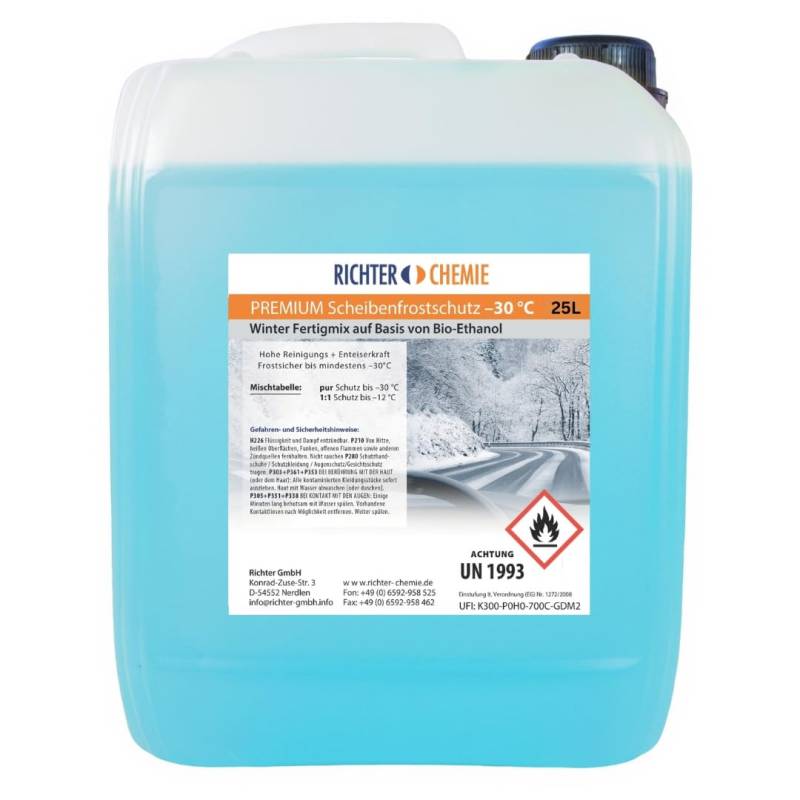 Richter Chemie | 25 Liter Premium Scheibenfrostschutz | -30°C Wischwasser Fertigmix Auto Scheibenwaschanlage 1 x 25LKanister von Richter Chemie