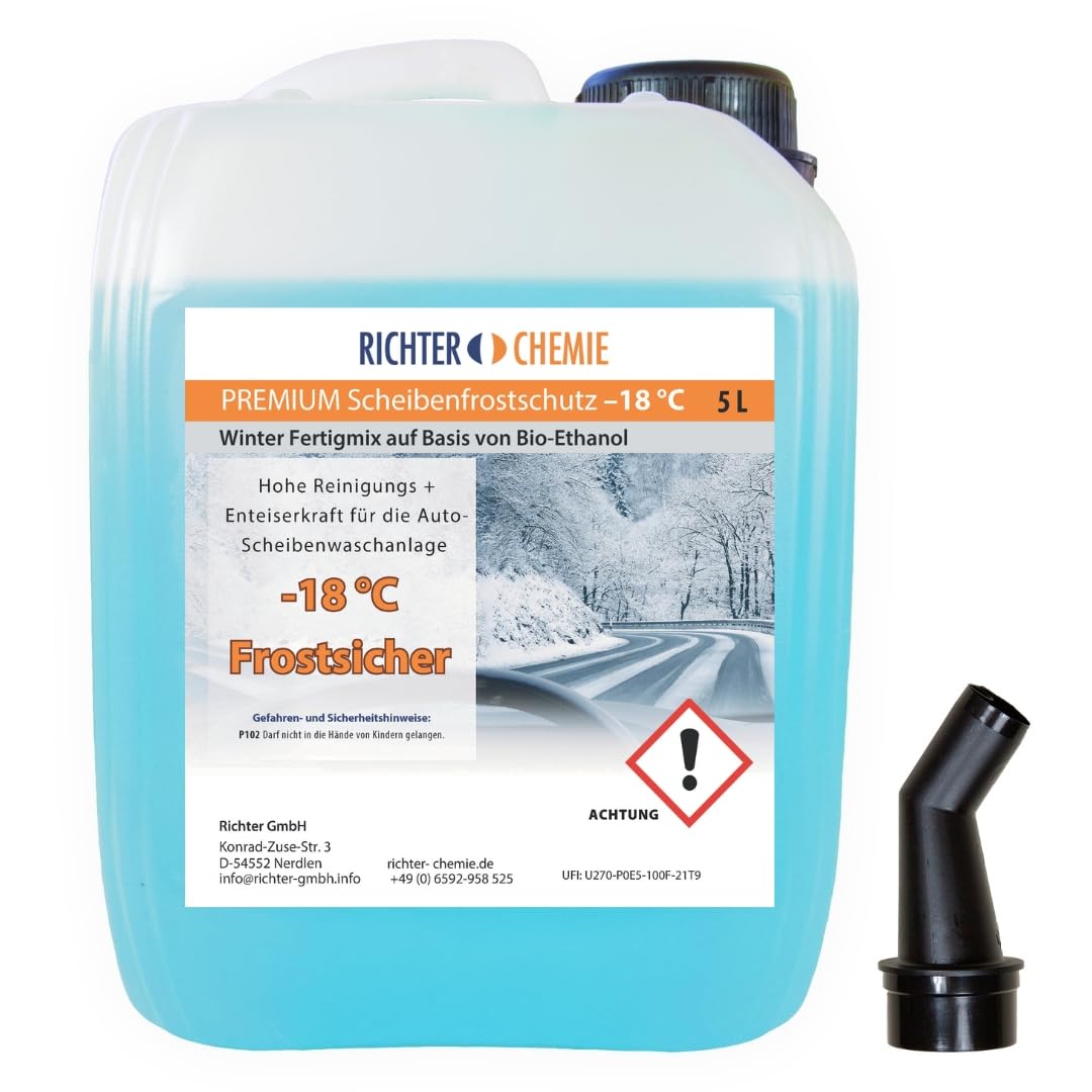 Richter Chemie | Premium Scheibenfrostschutz | -18°C | Gebrauchsfertig | 5 Liter | Auto Scheibenwaschanlage | Citrus Duft von Richter Chemie