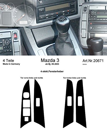 Prewoodec Interieursatz kompatibel mit Mazda 3 9/2003- 4-teilig - Aluminium von AUTO-STYLE