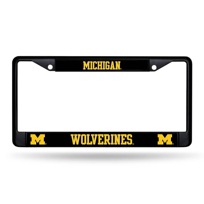 NCAA Michigan Wolverines Nummernschildrahmen, 30,5 x 15,2 cm, schwarzer Chromrahmen, 30,5 x 15,2 cm, Auto-/LKW-Zubehör von Rico Industries