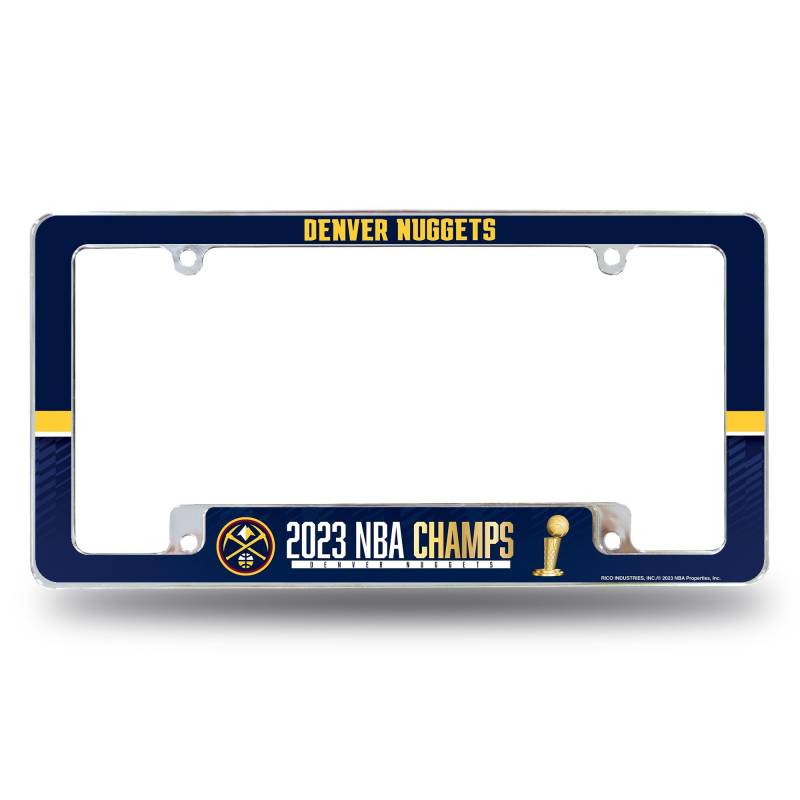 Rico Industries NBA Basketball Denver Nuggets 2023 NBA Champions 30,5 x 15,2 cm Chrom All Over Automotive Kennzeichenrahmen für Auto/LKW/SUV von Rico Industries