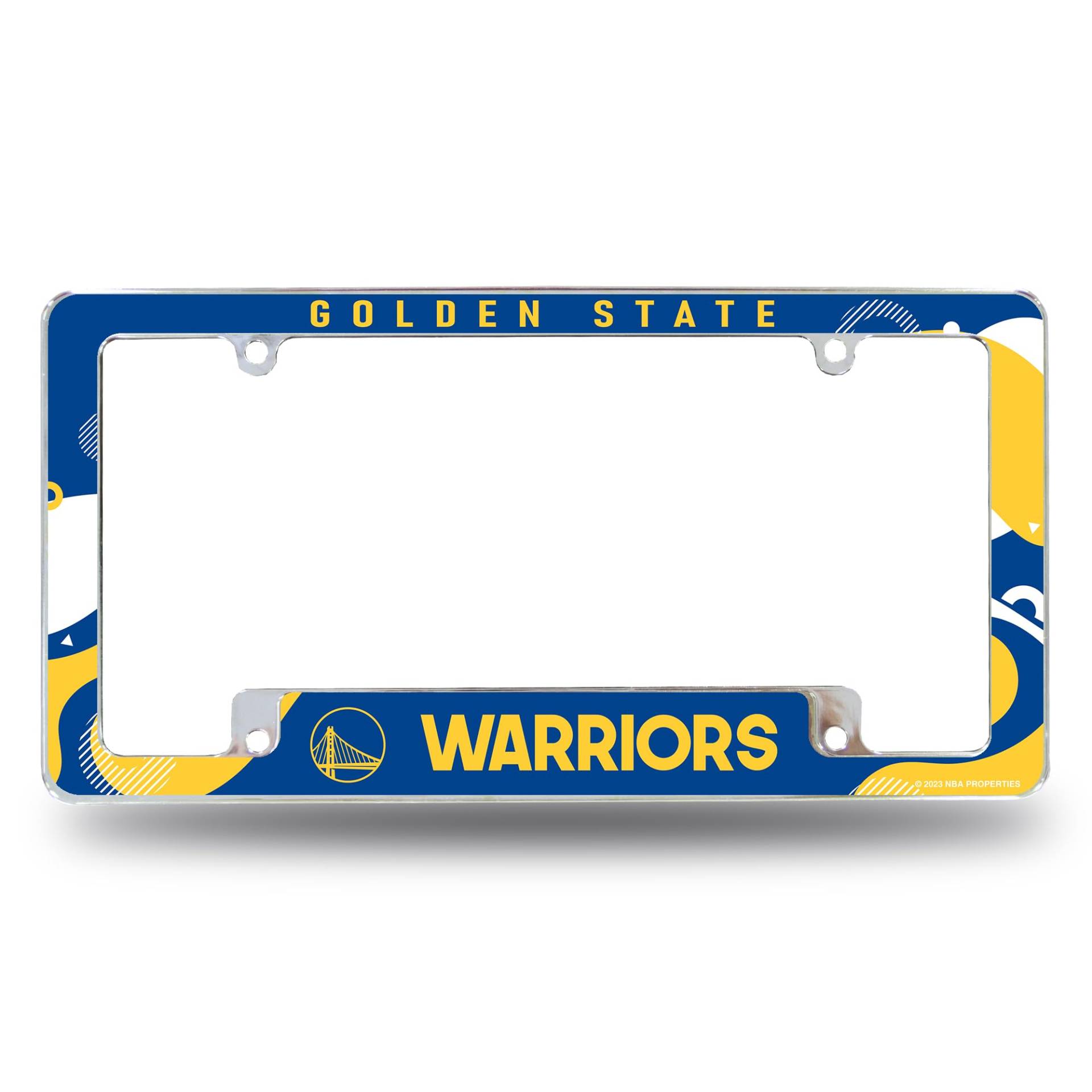 Rico Industries NBA Basketball Golden State Warriors Wave 30,5 x 15,2 cm Chrom All Over Automotive Kennzeichenrahmen für Auto/LKW/SUV von Rico Industries