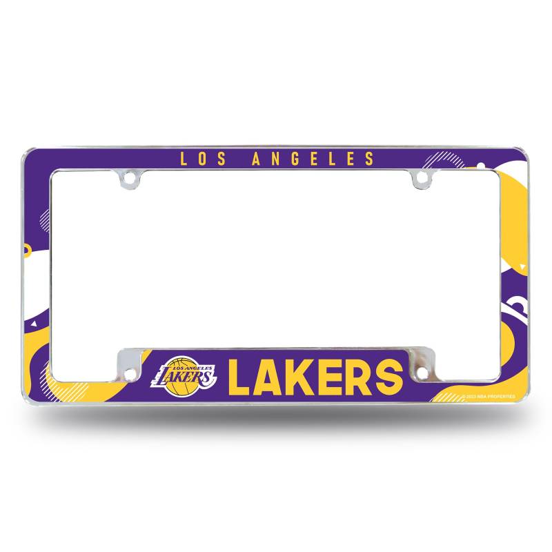 Rico Industries NBA Basketball Los Angeles Lakers Wave 30,5 x 15,2 cm Chrom All Over Automotive Kennzeichenrahmen für Auto/LKW/SUV von Rico Industries