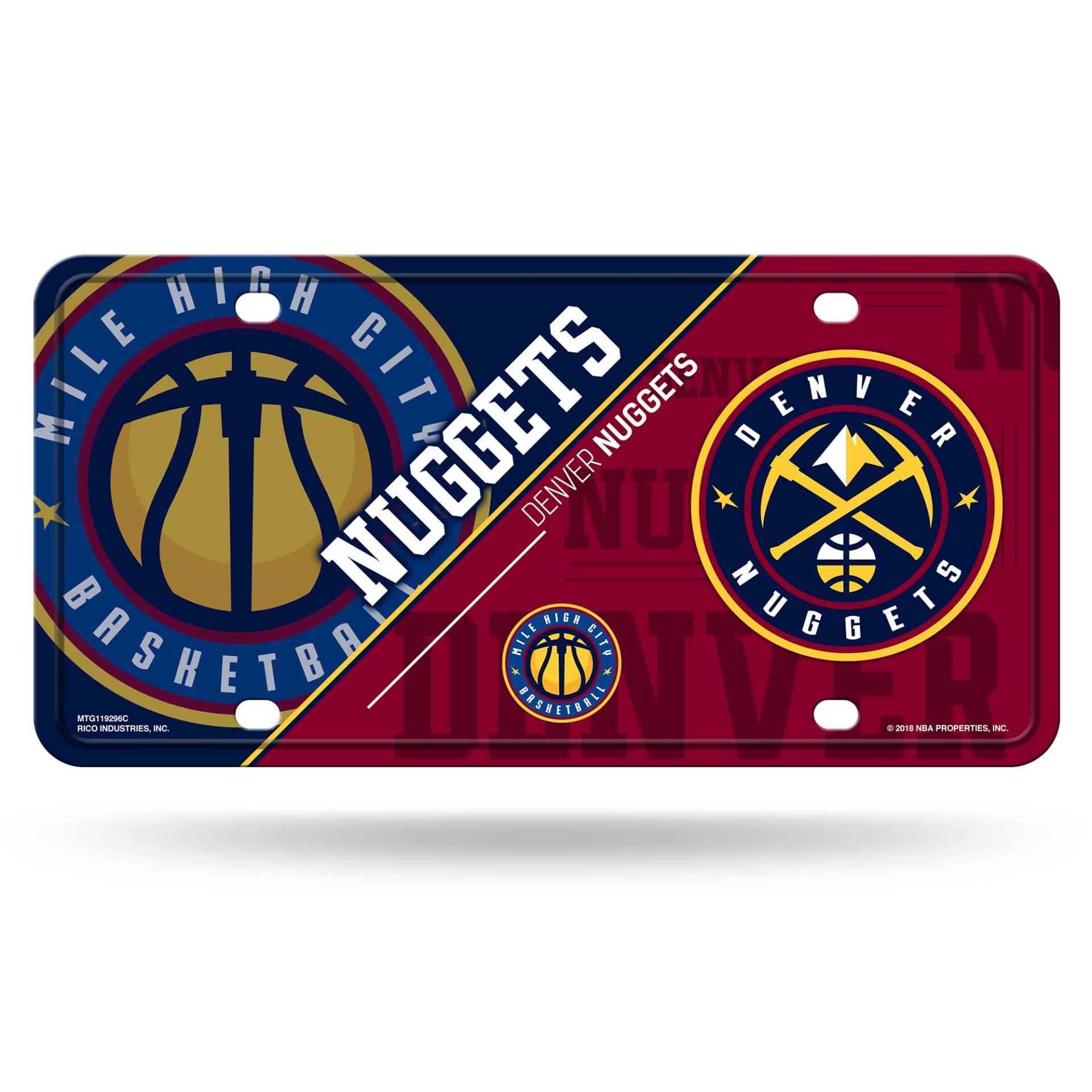 Rico Industries NBA Denver Nuggets Split Metal Auto Tag 21,6 x 27,9 cm – ideal für LKW/Auto/SUV von Rico Industries