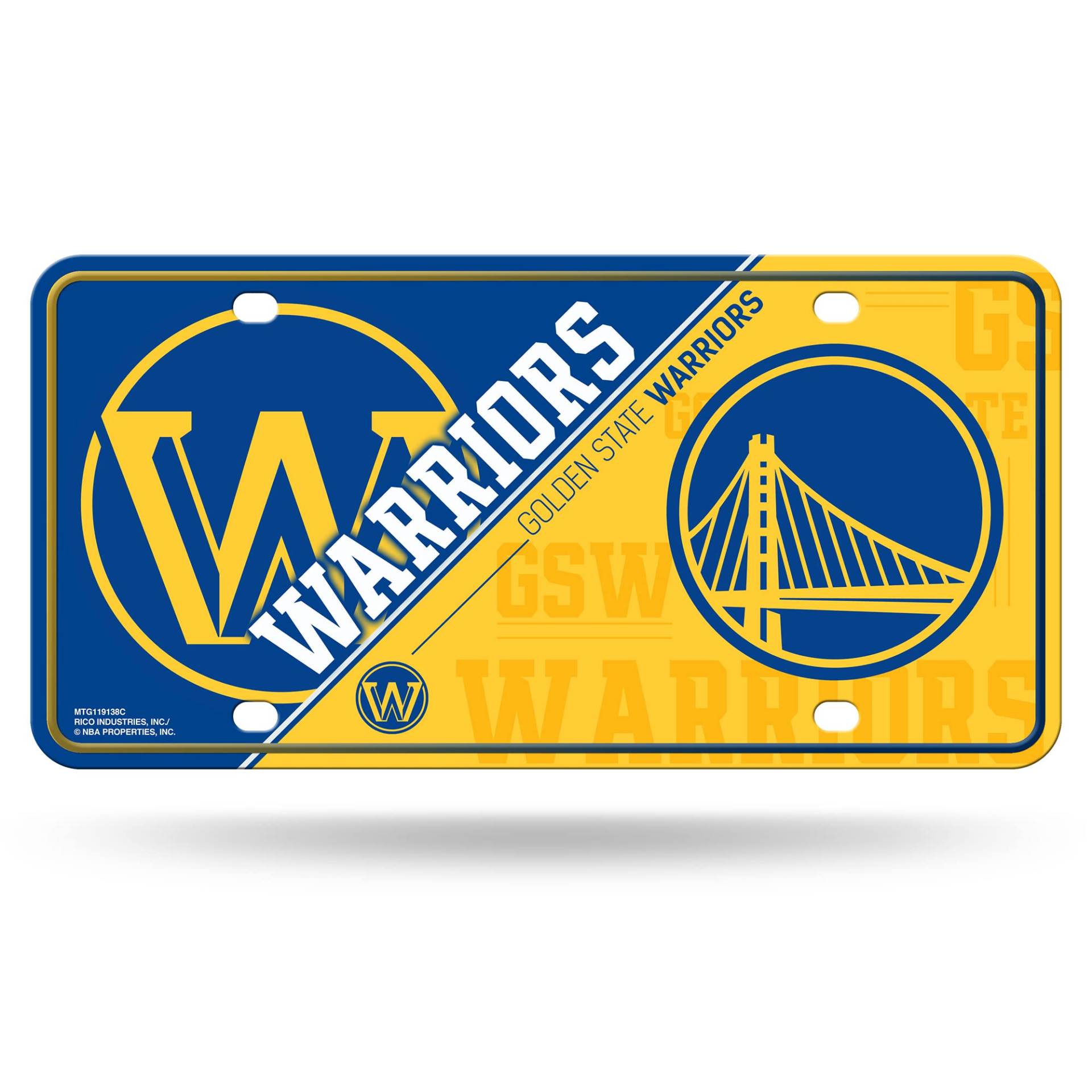 Rico Industries NBA Golden State Warriors Split Metall Auto Tag 21,6 x 27,9 cm – ideal für LKW/Auto/SUV von Rico Industries