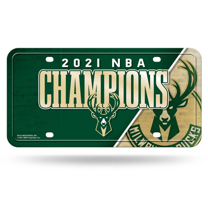 Rico Industries NBA Milwaukee Bucks 2021 Basketball Champions Metall Nummernschild Tag von Rico Industries