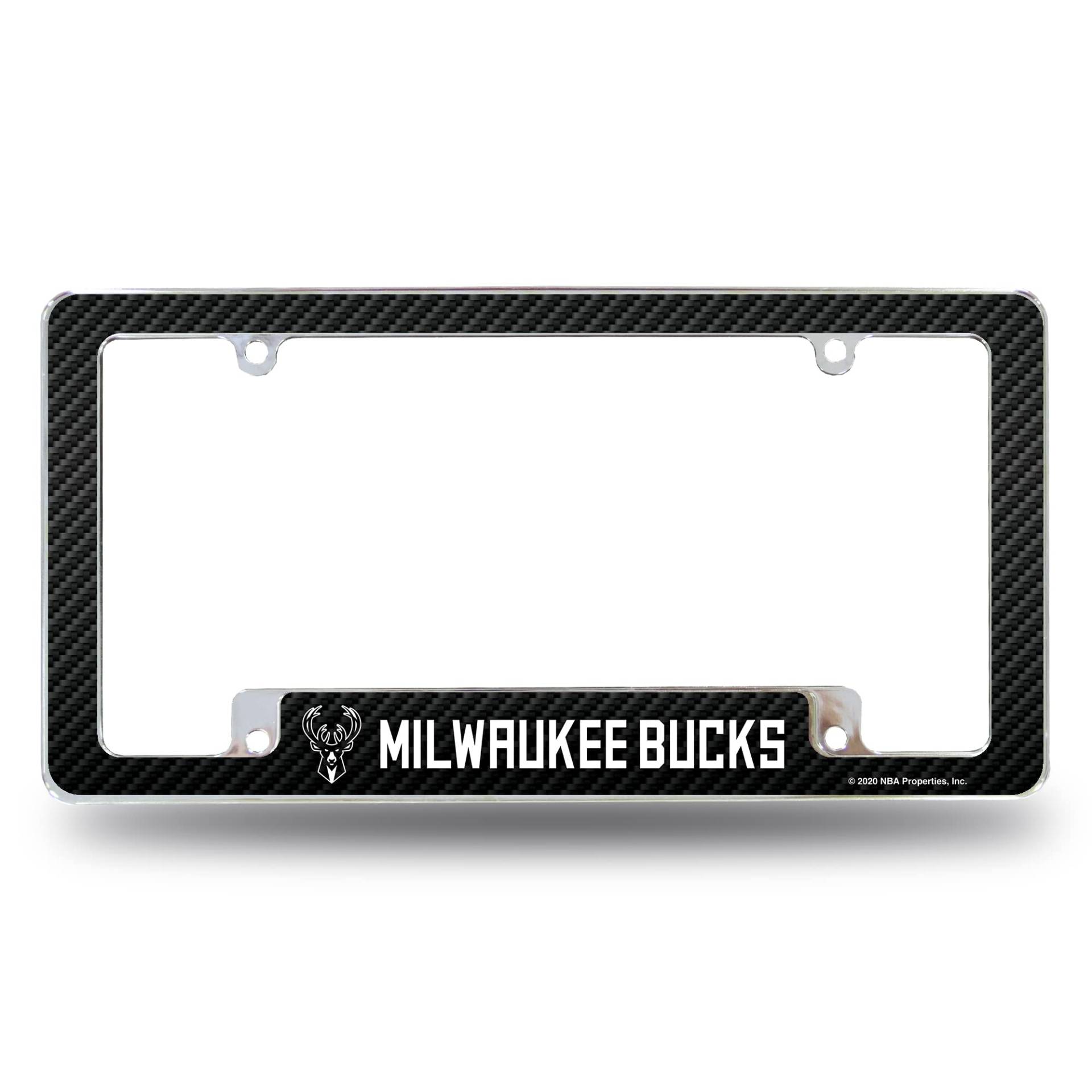 Rico Industries NBA Milwaukee Bucks Nummernschild-Rahmen aus Kohlefaser, 30,5 x 15,2 cm, Chrom, für Auto/LKW/SUV von Rico Industries