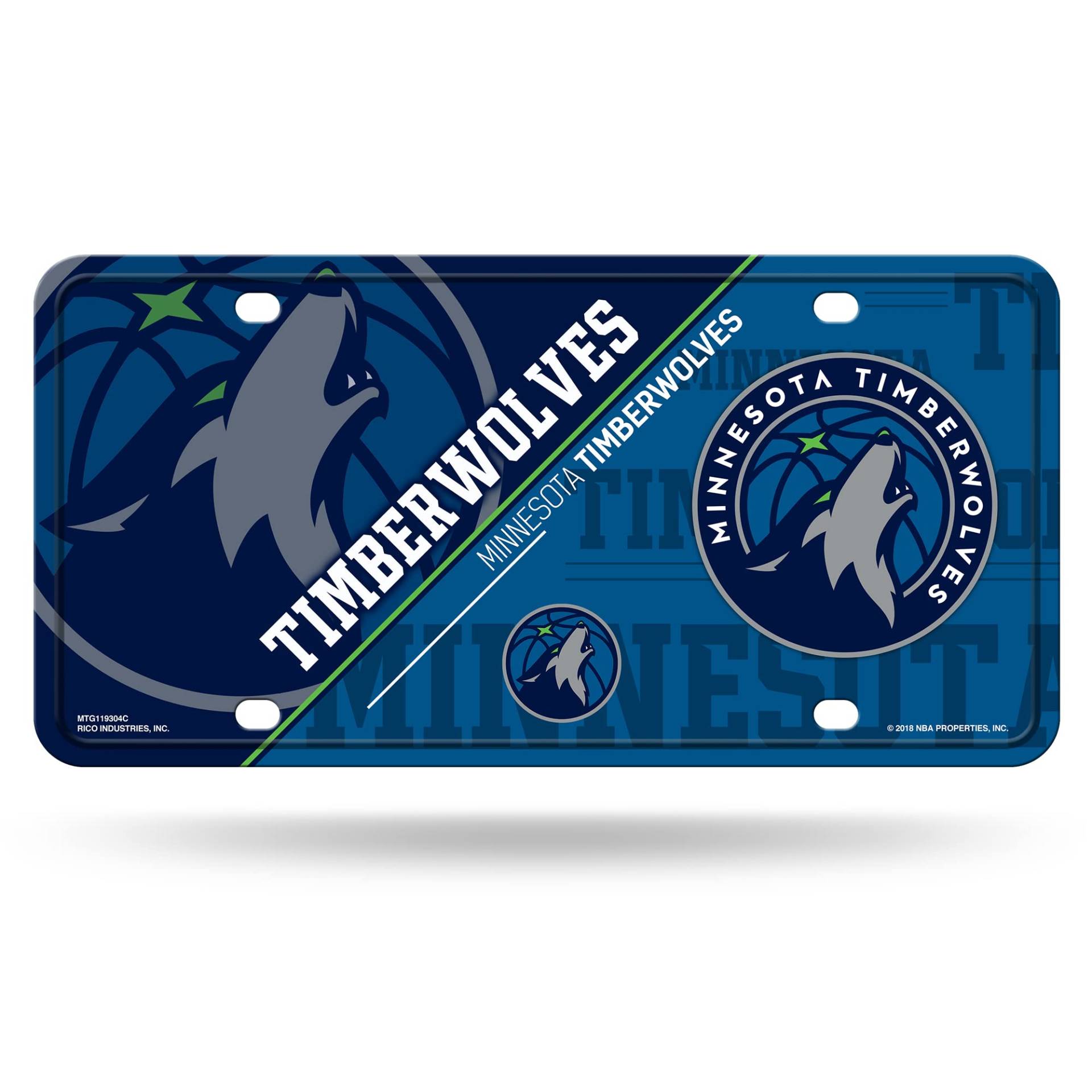 Rico Industries NBA Minnesota Timberwolves Split Metal Auto Tag 21,6 x 27,9 cm – ideal für LKW/Auto/SUV von Rico Industries