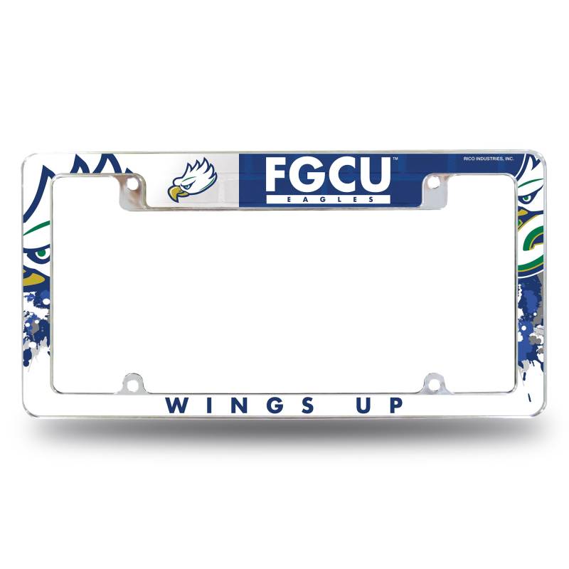 Rico Industries NCAA Florida Gulf Coast Eagles – FGCU Primary 30,5 x 15,2 cm, Chrom, Allover-Kennzeichenrahmen für Auto/LKW/SUV von Rico Industries