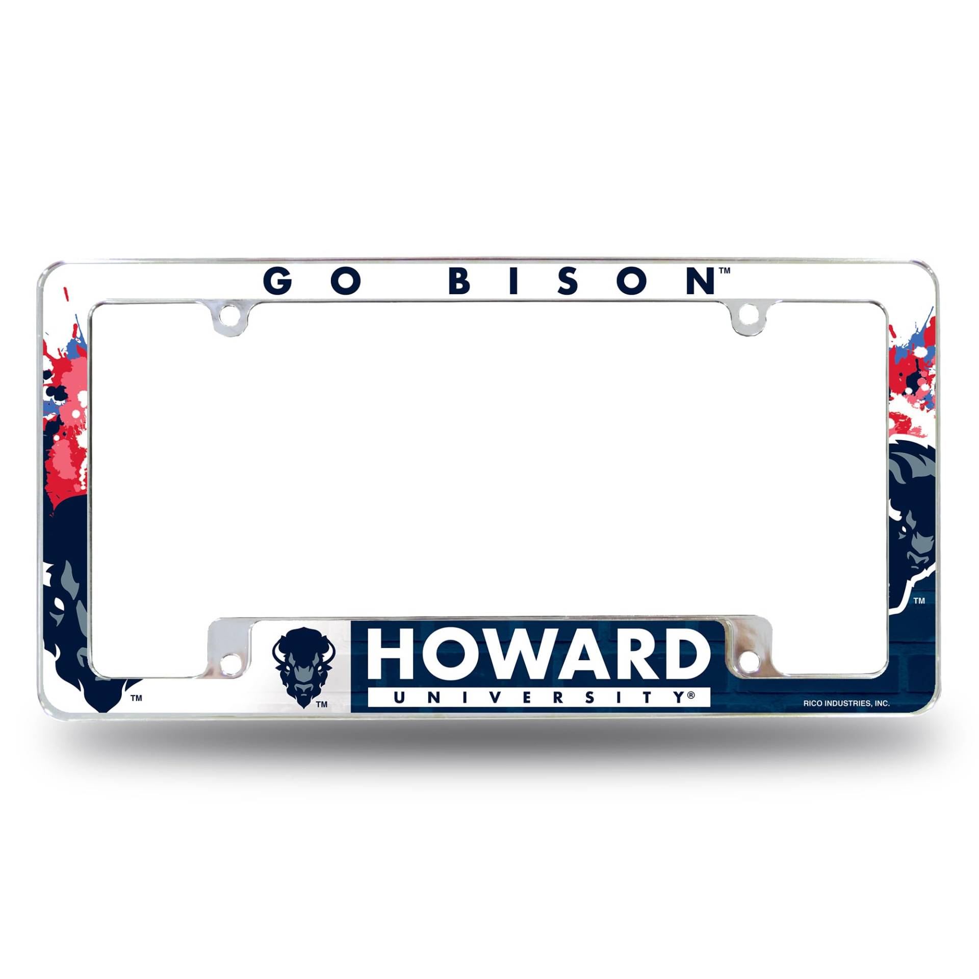 Rico Industries NCAA Howard Bison Primary Nummernschild-Rahmen für Auto/LKW/SUV, 30,5 x 15,2 cm, Chrom von Rico Industries