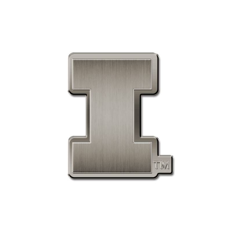 Rico Industries NCAA Illinois Fighting Illini Antikes Auto-Emblem Antikes Nickel Auto-Emblem für Auto/LKW/SUV von Rico Industries