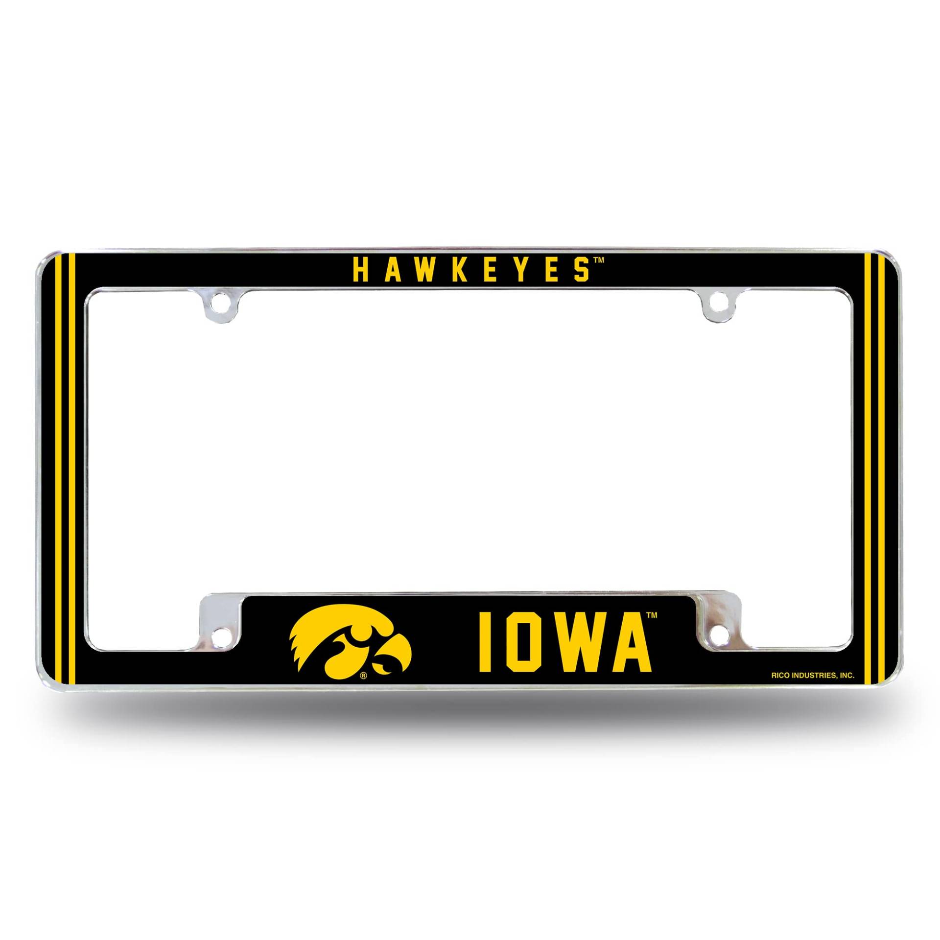 Rico Industries NCAA Iowa Hawkeyes Classic 30,5 x 15,2 cm Chrom All Over Automotive Kennzeichenrahmen für Auto/LKW/SUV von Rico Industries