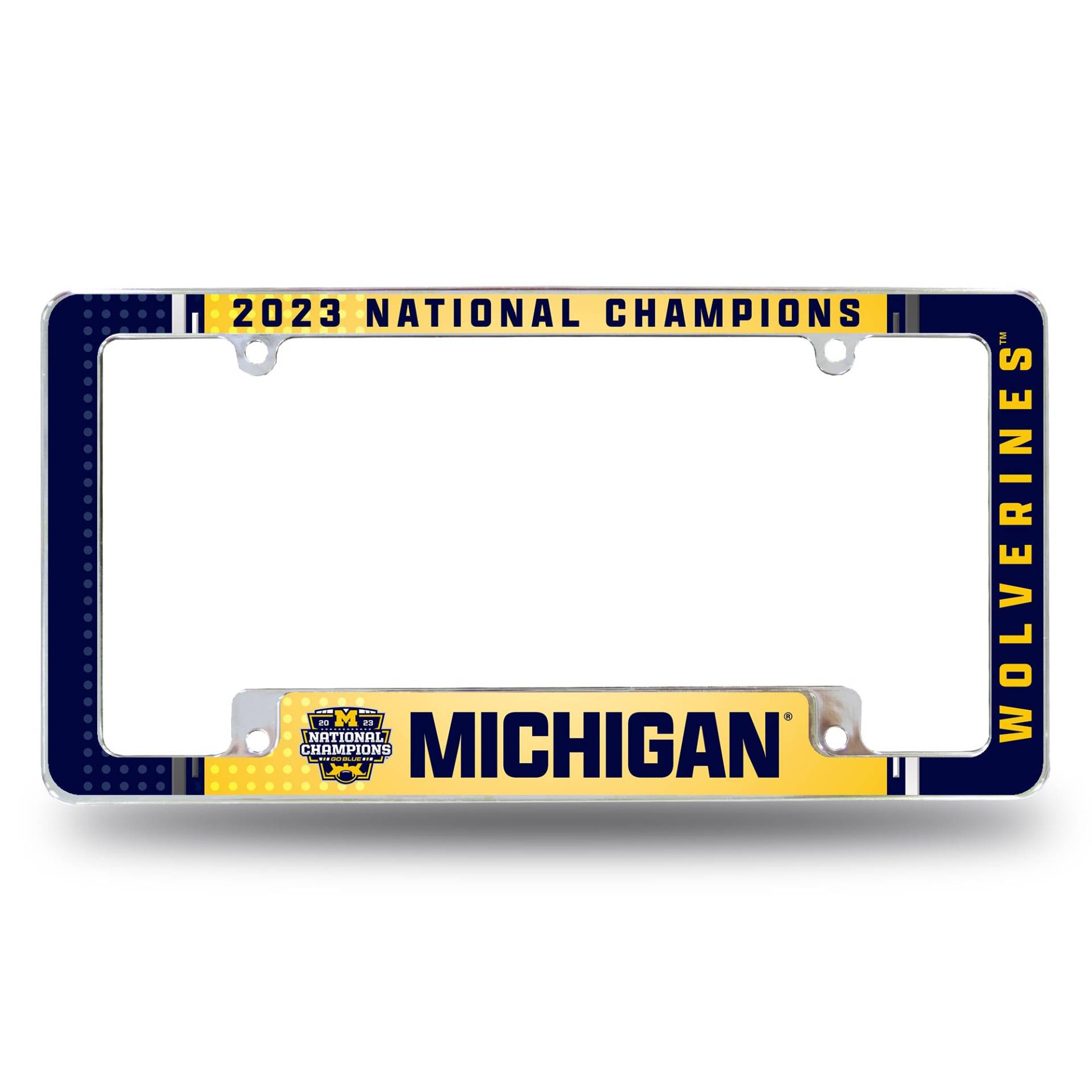 Rico Industries NCAA Michigan Wolverines 2024 CFP National Champions 30,5 x 15,2 cm Chrom Allover Automotive Kennzeichenrahmen für Auto/LKW/SUV von Rico Industries