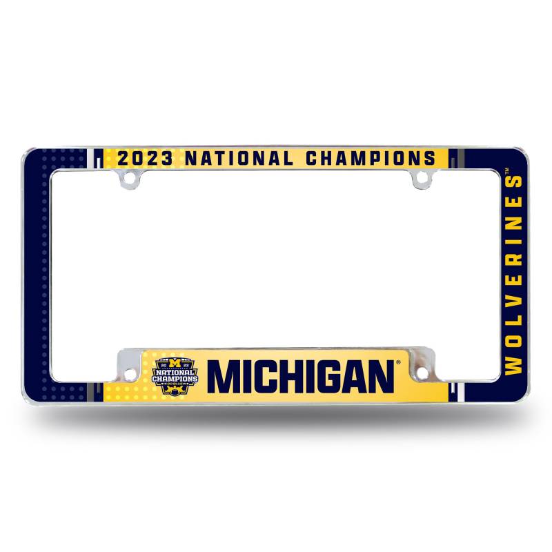 Rico Industries NCAA Michigan Wolverines 2024 CFP National Champions 30,5 x 15,2 cm Chrom Allover Automotive Kennzeichenrahmen für Auto/LKW/SUV von Rico Industries