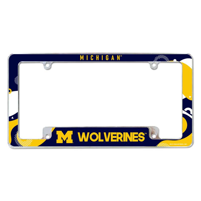 Rico Industries NCAA Michigan Wolverines Wave 12" x 6" Chrome All Over Automotive License Plate Frame for Car/Truck/SUV von Rico Industries