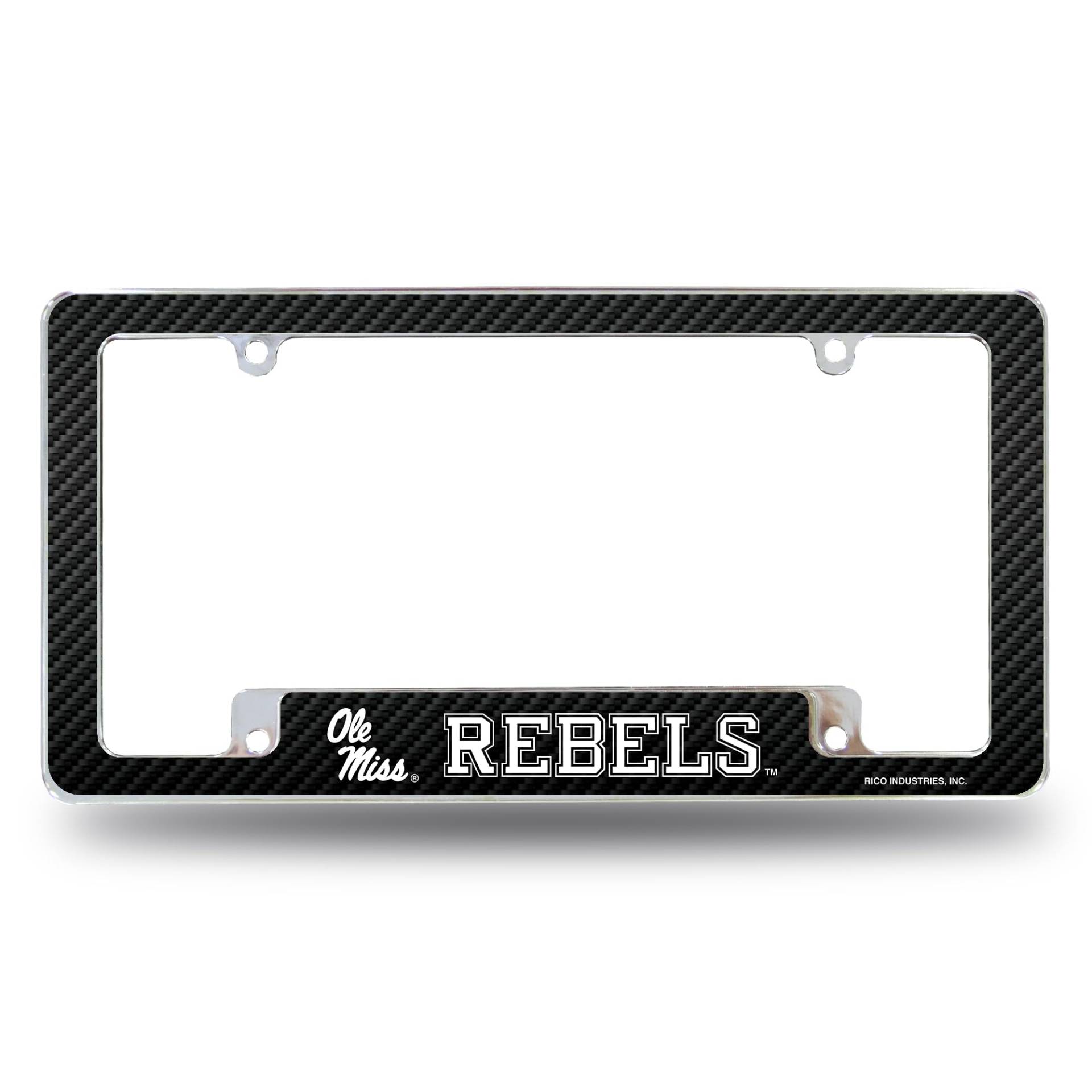 Rico Industries NCAA Mississippi Rebels Carbon Fiber 12" x 6" Chrome All Over Automotive License Plate Frame for Car/Truck/SUV von Rico Industries