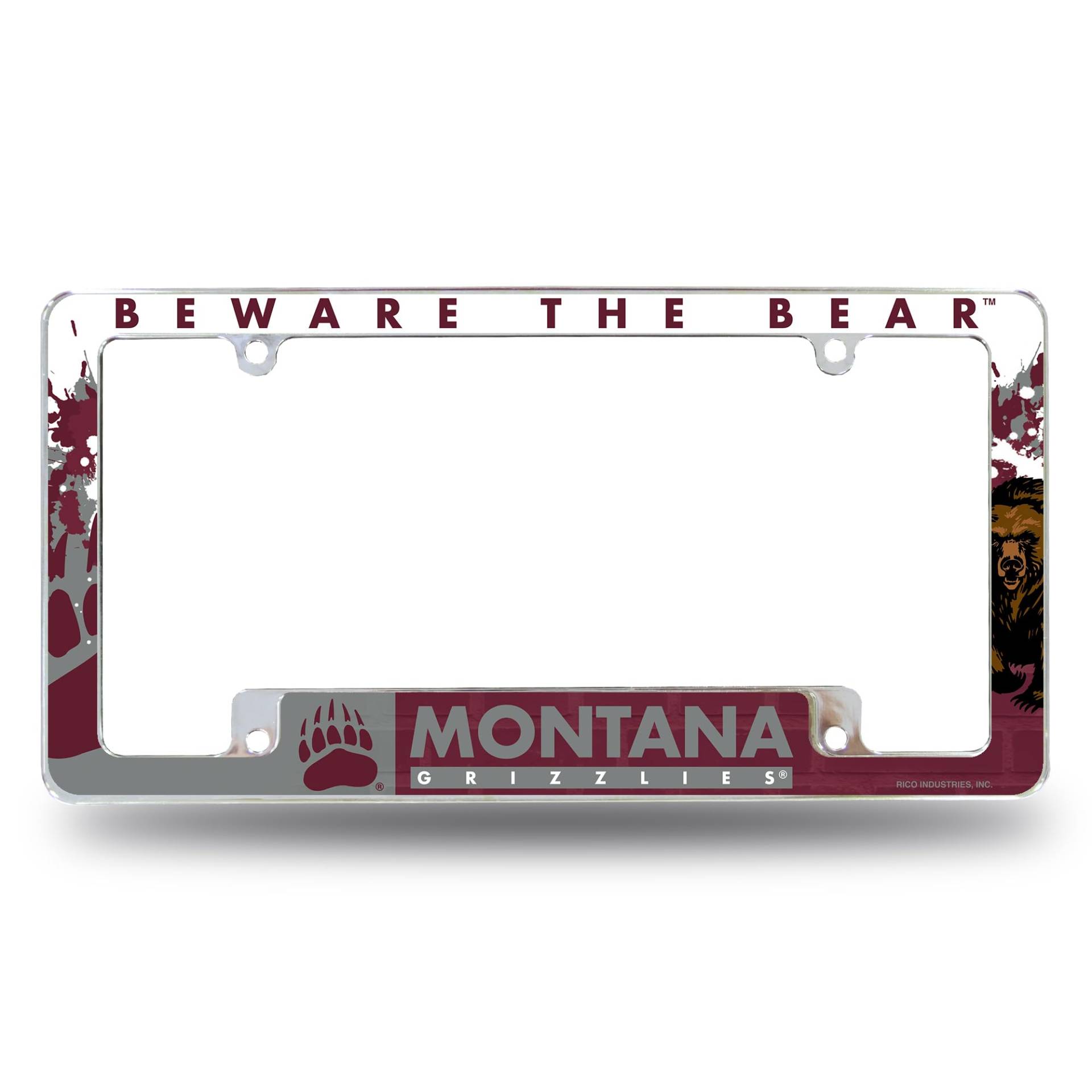 Rico Industries NCAA Montana Grizzlies Primary 12" x 6" Chrome All Over Automotive License Plate Frame for Car/Truck/SUV von Rico Industries